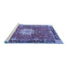 Sideview of Machine Washable Persian Blue Traditional Rug, wshtr4296blu