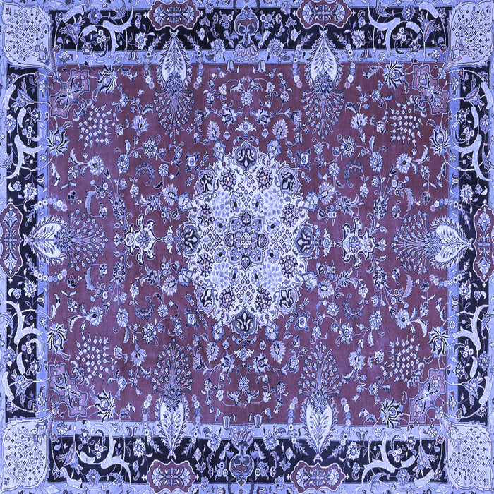 Square Machine Washable Persian Blue Traditional Rug, wshtr4296blu