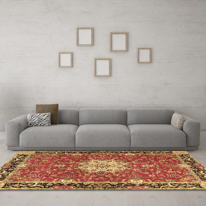 Machine Washable Persian Brown Traditional Rug in a Living Room,, wshtr4296brn