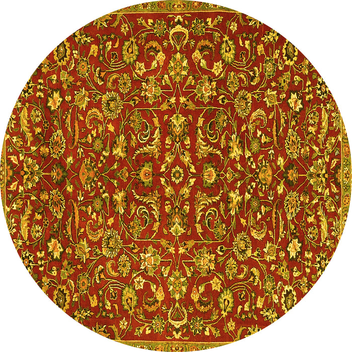Round Persian Yellow Traditional Rug, tr4297yw