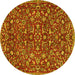 Round Persian Yellow Traditional Rug, tr4297yw