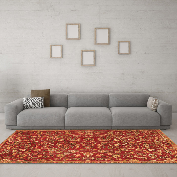 Machine Washable Persian Orange Traditional Area Rugs in a Living Room, wshtr4297org