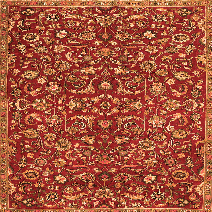 Round Machine Washable Persian Orange Traditional Area Rugs, wshtr4297org