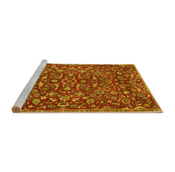 Sideview of Machine Washable Persian Yellow Traditional Rug, wshtr4297yw