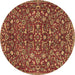 Round Persian Brown Traditional Rug, tr4297brn