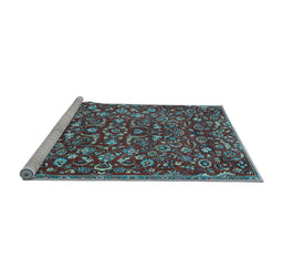 Sideview of Machine Washable Persian Light Blue Traditional Rug, wshtr4297lblu