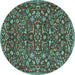 Round Persian Turquoise Traditional Rug, tr4297turq