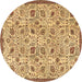 Round Persian Brown Traditional Rug, tr4298brn