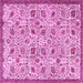 Square Machine Washable Persian Pink Traditional Rug, wshtr4298pnk