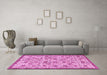 Machine Washable Persian Pink Traditional Rug in a Living Room, wshtr4298pnk