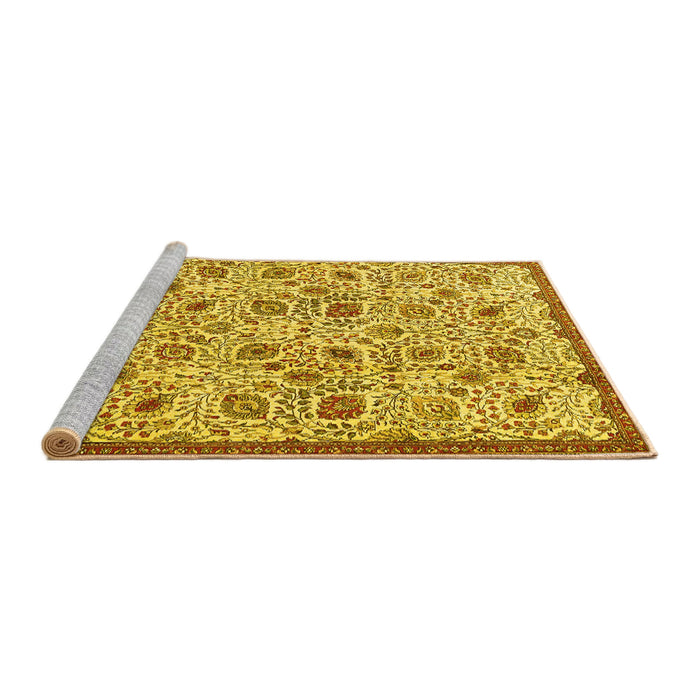 Sideview of Machine Washable Persian Yellow Traditional Rug, wshtr4298yw