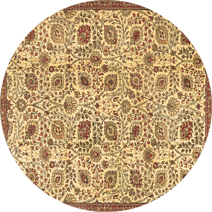 Round Machine Washable Persian Brown Traditional Rug, wshtr4298brn