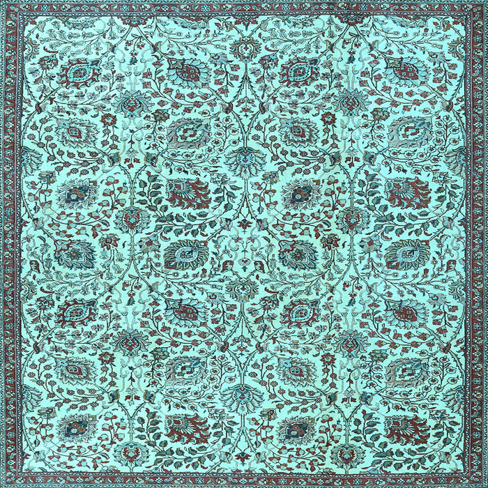 Square Machine Washable Persian Light Blue Traditional Rug, wshtr4298lblu