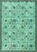 Machine Washable Persian Turquoise Traditional Area Rugs, wshtr4298turq