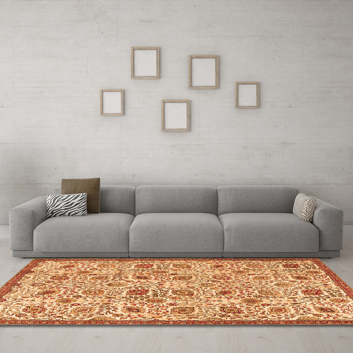 Machine Washable Persian Orange Traditional Area Rugs in a Living Room, wshtr4298org