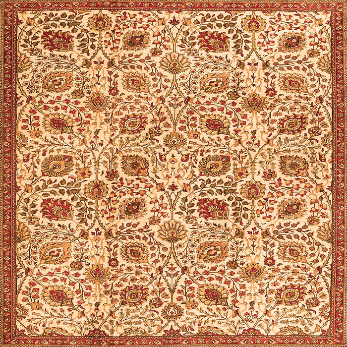Round Machine Washable Persian Orange Traditional Area Rugs, wshtr4298org