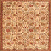 Round Machine Washable Persian Orange Traditional Area Rugs, wshtr4298org