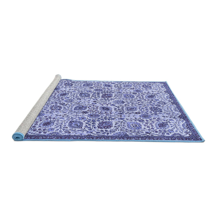 Sideview of Machine Washable Persian Blue Traditional Rug, wshtr4298blu
