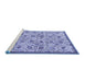 Sideview of Machine Washable Persian Blue Traditional Rug, wshtr4298blu