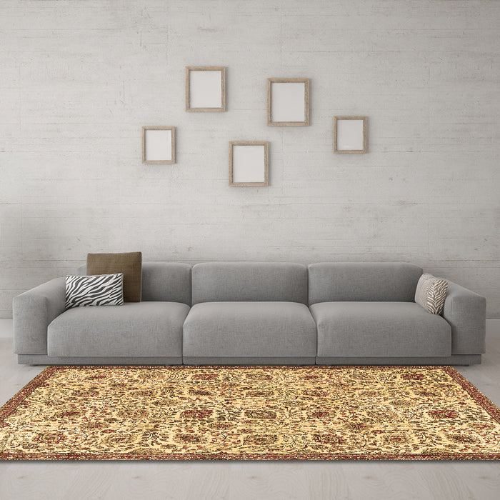 Machine Washable Persian Brown Traditional Rug in a Living Room,, wshtr4298brn