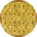 Round Persian Yellow Traditional Rug, tr4298yw