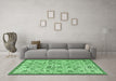 Machine Washable Persian Emerald Green Traditional Area Rugs in a Living Room,, wshtr4298emgrn