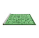 Sideview of Machine Washable Persian Emerald Green Traditional Area Rugs, wshtr4298emgrn