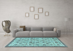 Machine Washable Persian Light Blue Traditional Rug in a Living Room, wshtr4298lblu