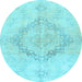 Round Persian Light Blue Traditional Rug, tr4299lblu