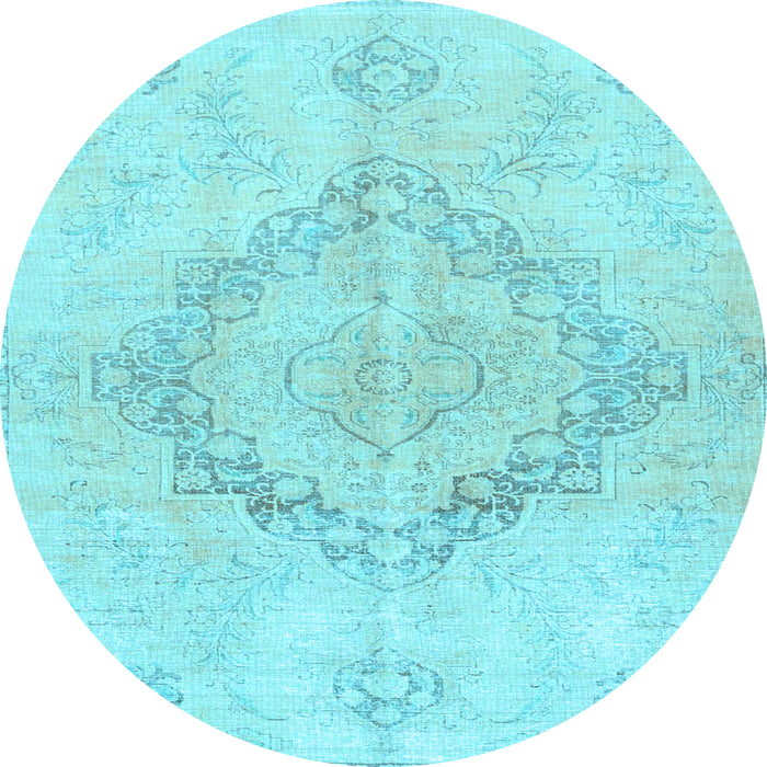 Round Machine Washable Persian Light Blue Traditional Rug, wshtr4299lblu