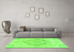 Machine Washable Persian Green Traditional Area Rugs in a Living Room,, wshtr4299grn