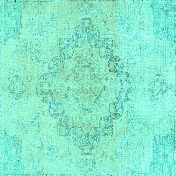 Square Machine Washable Persian Turquoise Traditional Area Rugs, wshtr4299turq