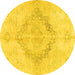 Round Persian Yellow Traditional Rug, tr4299yw