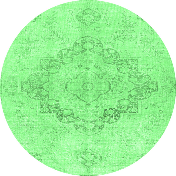 Round Persian Emerald Green Traditional Rug, tr4299emgrn