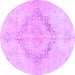 Round Persian Purple Traditional Rug, tr4299pur