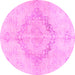 Round Persian Pink Traditional Rug, tr4299pnk