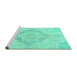 Sideview of Machine Washable Persian Turquoise Traditional Area Rugs, wshtr4299turq