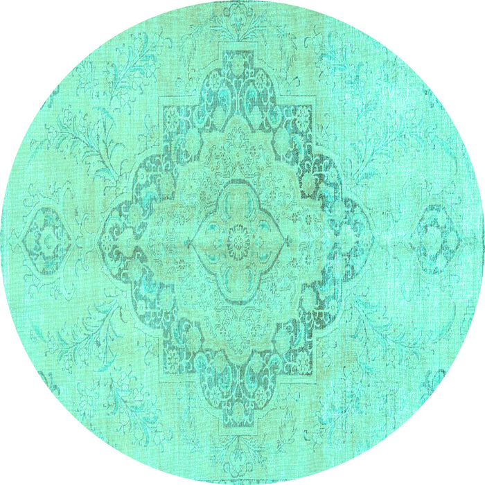 Round Machine Washable Persian Turquoise Traditional Area Rugs, wshtr4299turq