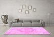 Machine Washable Persian Pink Traditional Rug in a Living Room, wshtr4299pnk