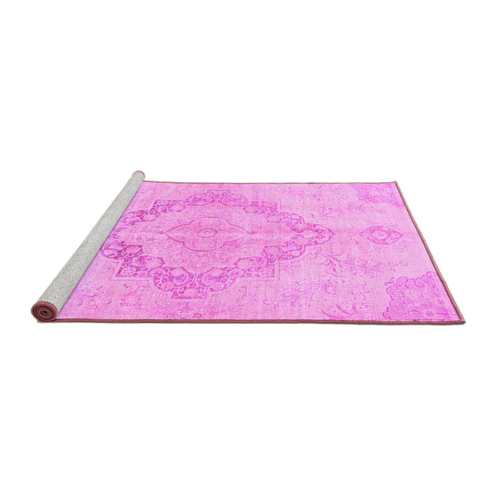 Sideview of Machine Washable Persian Pink Traditional Rug, wshtr4299pnk
