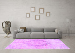 Machine Washable Persian Purple Traditional Area Rugs in a Living Room, wshtr4299pur