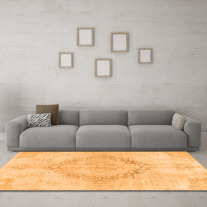 Machine Washable Persian Orange Traditional Area Rugs in a Living Room, wshtr4299org