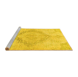 Sideview of Machine Washable Persian Yellow Traditional Rug, wshtr4299yw