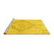 Sideview of Machine Washable Persian Yellow Traditional Rug, wshtr4299yw