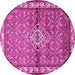 Round Machine Washable Persian Pink Traditional Rug, wshtr429pnk