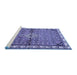 Sideview of Machine Washable Persian Blue Traditional Rug, wshtr429blu