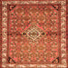 Round Machine Washable Persian Orange Traditional Area Rugs, wshtr429org