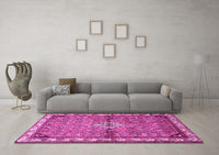 Machine Washable Persian Pink Traditional Rug, wshtr429pnk