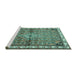 Sideview of Machine Washable Persian Turquoise Traditional Area Rugs, wshtr429turq