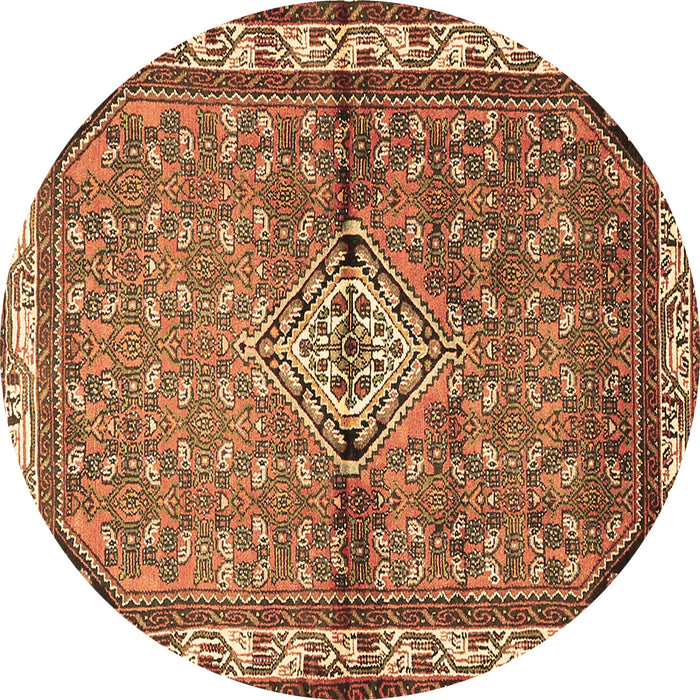 Round Machine Washable Persian Brown Traditional Rug, wshtr429brn